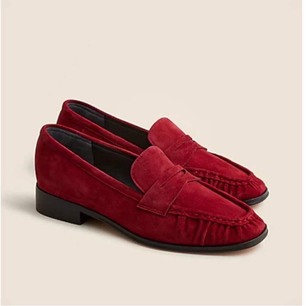 J. Crew Maison Ruched Suede Loafer Brick Red Size 10
